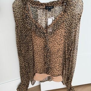 J. Crew Animal Print Sheer Blouse